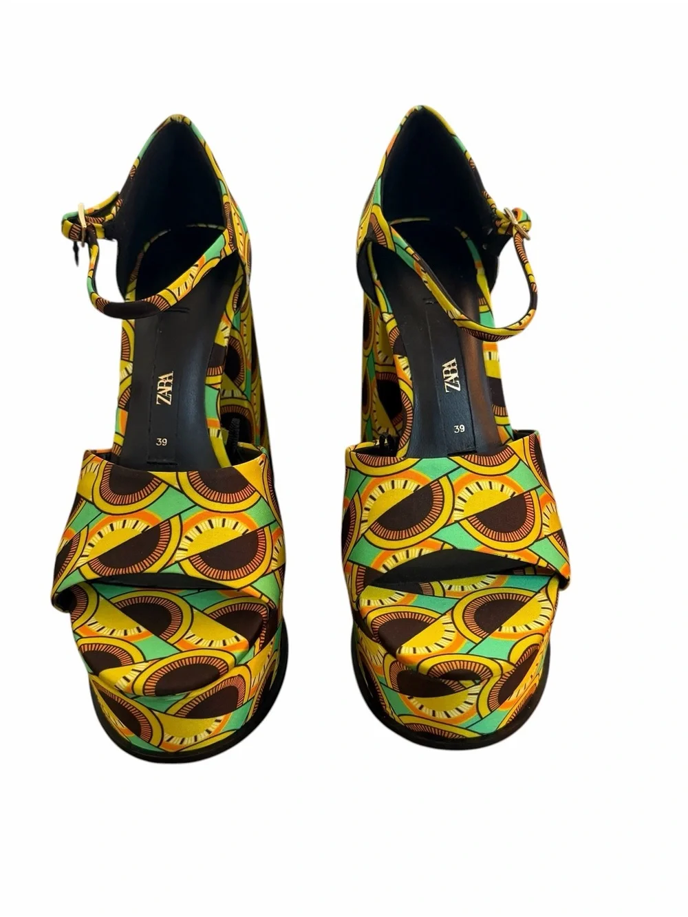 ZARA 70’s Retro Hippie Afrocentric Inspired Dopamine Chunky Platform Sandals Sz8